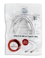 Kabel CABLEXPERT USB 3.0 A - USB-C M/M, 1m, bílý