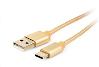 GEMBIRD Opletaný USB-C - USB 2.0,  M/M, 1,8 m, zlatý