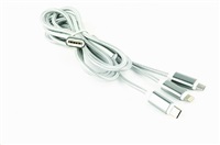 GEMBIRD Kabel CABLEXPERT USB A Male/Micro B + Type-C + Lightning, 1m, opletený, stříbrný, blister