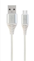 GEMBIRD Kabel USB 2.0 AM na Type-C kabel (AM/CM), 2m, opletený, bílo-strříbrný, blister, PREMIUM QUALITY