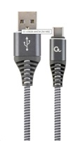 GEMBIRD Kabel USB 2.0 AM na Type-C kabel (AM/CM), 2m, opletený, šedo-bílý, blister, PREMIUM QUALITY