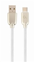 GEMBIRD Kabel USB-A na USB-C kabel (AM/CM), 2m, pogumovaný, bílý, blister