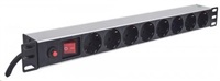 Intellinet 19" 1U Rackmount 8-Way Power Strip - German Type, rozvodný panel, 8x DE zásuvka, 3m kabel