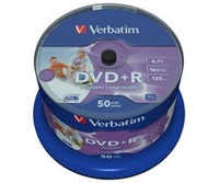 VERBATIM DVD+R(50-Pack)Cake/Print/16x/4.7GB/NoID