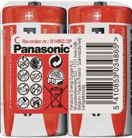 PANASONIC Zinkouhlíkové baterie Red Zinc R14RZ/2P C 1,5V (shrink 2ks)