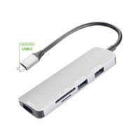 Celly hub Pro USB-C, 3x USB, 1x SD karta, 1x TF karta, stříbrná