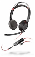 Poly Blackwire 5220. USB-C/Stereo/USB-C/Drát/MS/Černá-červená