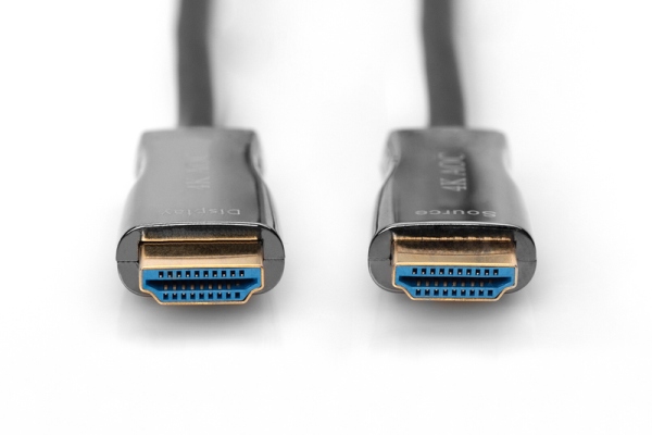 Digitus Připojovací kabel HDMI AOC s hybridním vláknem, typ A M/M, 15 m, UHD 4K@60 Hz, CE, zlatá, bl