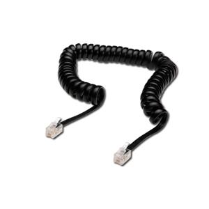 Digitus kabel RJ10 pro telefonní sluchátko, kroucený, černý, délka 2 metry