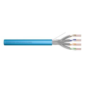 DIGITUS Instalační kabel CAT 6A U-FTP, 500 MHz Eca (EN 50575), AWG 23/1, buben 305 m, simplex, barva modrá