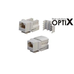 UTP keystone OPTIX Cat5e, duální horní zářez, bílý, š. 21 mm