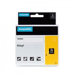 PRINTLINE kompatibilní páska s DYMO 18444, 12mm, 5.5m, černý tisk/bílý p., RHINO, vinyl.