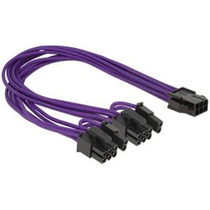 Delock napájecí kabel PCI Express 6 pin samice &gt; 2 x 8 pin samec textilní stínění fialové