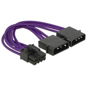 Delock napájecí kabel PCI Express 8 pin samec &gt; 2 x 4 pin samec textilní stínění fialové