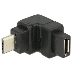 Delock adaptér USB 2.0 Micro-B samec &gt; USB 2.0 Micro-B samice pravoúhlá nahoru