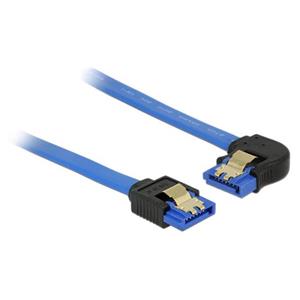 Delock Cable SATA 6 Gb/s receptacle straight &gt; SATA receptacle left angled 30 cm blue with gold clips