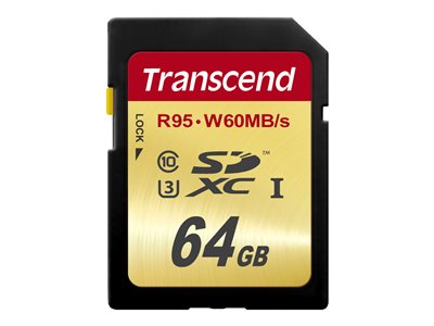 Transcend 64GB SDXC (Class 10) UHS-I U3 paměťová karta, 95 MB/s R, 60 MB/s W