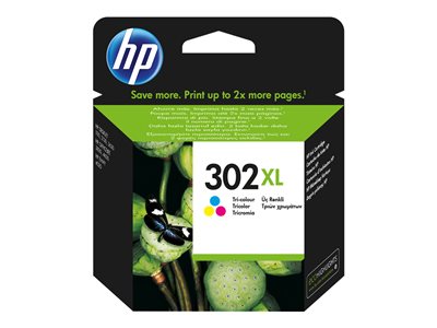 HP 302XL High Yield Tri-color Original Ink Cartridge, , F6U67AE