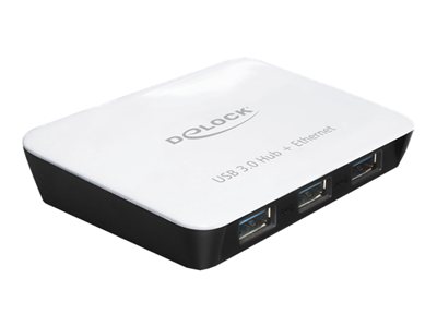 Delock USB 3.0 Hub 3 Port + 1 Port Gigabit LAN 10/100/1000 Mb/s