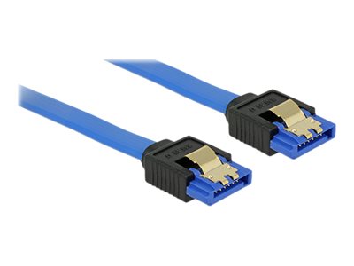 Delock Cable SATA 6 Gb/s receptacle straight &gt; SATA receptacle straight 30 cm blue with gold clips