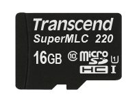 Transcend 16GB microSDHC220I UHS-I U1 (Class 10) SuperMLC průmyslová paměťová karta, 80MB/s R, 45MB/s W, černá