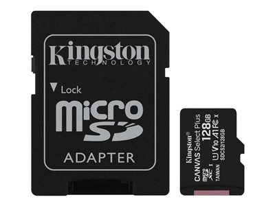 Kingston Canvas Select Plus A1/micro SDXC/128GB/100MBps/UHS-I U1 / Class 10/+ Adaptér
