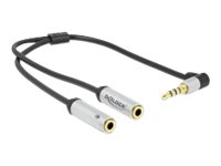 Delock Adaptér sluchátek z 1x3,5 mm 4pinového stereofonního zástrčkového konektoru na 2x3,5mm 3pinový stereofonní konekt